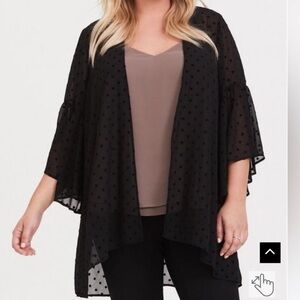Torrid Black Dot Chiffon Kimono - Size 0